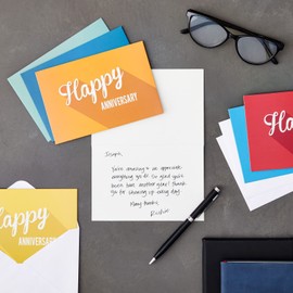 Best Paper Greetings 36 Pack Happy Anniversary Cards Bulk with Envelopes - Work, Wedding, Employee Appreciation Cards (Retro Design, Blank Inside, 4x6 In)