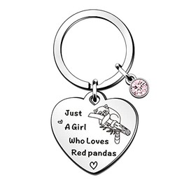 QMVMV Funny Red Panda Keyring Gifts Animal Lover Gift Just A Girl Who Loves Red Pandas Red Panda Lover Gift For Women Girls, Who Loves Red Pandas Keyring