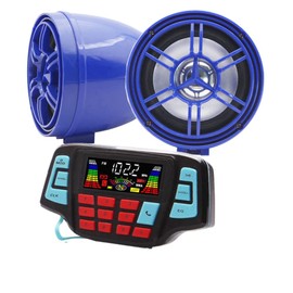 3" Motorcycle Weatherproof Bluetooth Wireless Speaker MP3 Music Player Sound Audio Stereo Amplifier System ATV UTV USB 2.0, Micro SD, FM Radio (Blue)