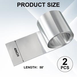 Lounsweer 4'' x 50' Aluminum Roll Flashing for Roof and Garden, Prevents Roofing Stains, Roof Strip for Moss and Mildew Prevention(2 Rolls)
