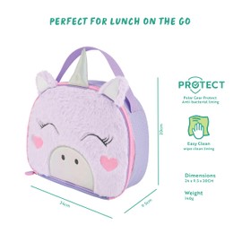Polar Gear Sensory Lunch Bag with Wipe Clean Lining, Plush, Purple Unicorn
