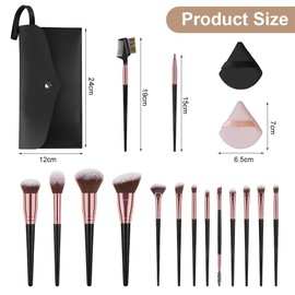 Vicloon Makeup Brush Set, 15 Pieces Professional Brush Set, Premium Makeup Brush Set, Makeup Brush Set, Foundation Powder, Eyeshadow, Concealer Brush for Face and Eye with Makeup Bag