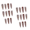 IMRAIN Brown Press on Nails Long Stiletto Fake Nails Ombre