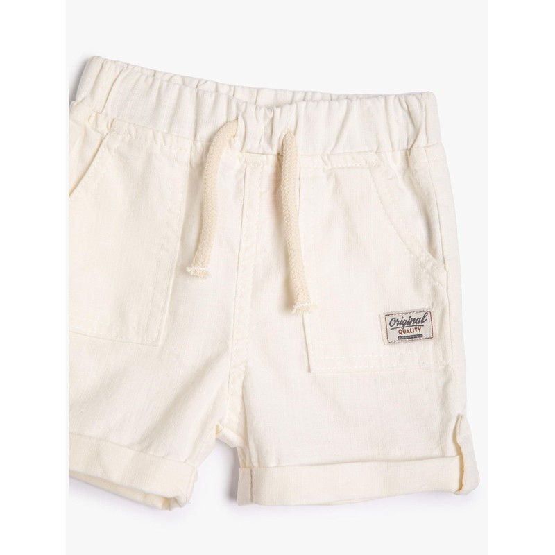 Koton Babyboys Cotton Drawstring Pockets Shorts, Ecru(010)