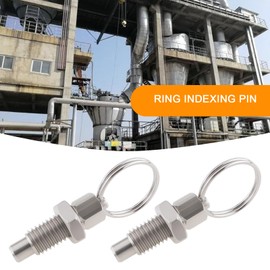EMSea Pack of 2 Spring Plunger with Pull Ring M12 Quick Release Pin Stainless Steel Non-Locking Type Short Retractable Spring Plunger for Industrial Plants