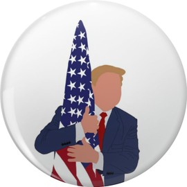 Trump Hugging American Flag Lapel Bin Brooch Badge Pin 0.75"
