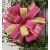 Handmade 10" Spring Wreath Bow, Easter Lantern Bow - Pink