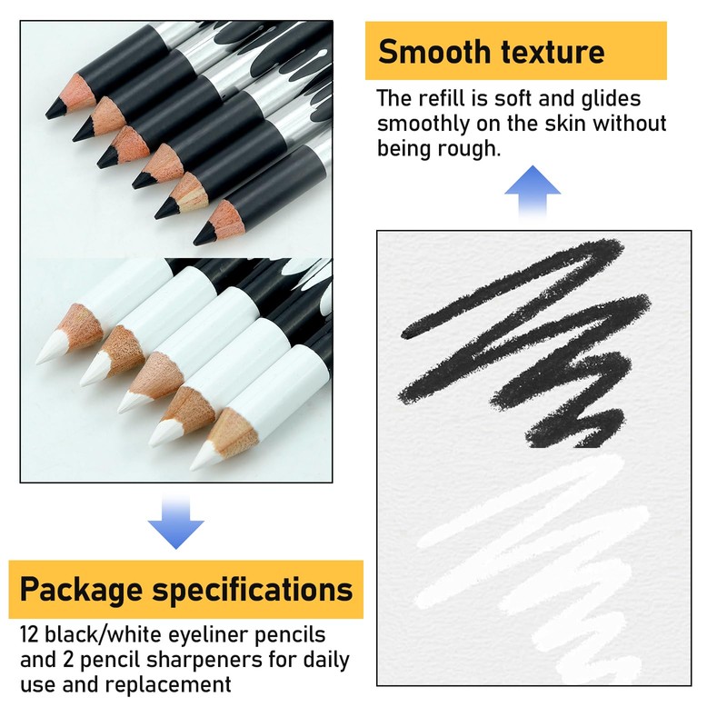 14PCS White Barber Pencil Set, Smudge-proof Beard Shaping Guide Pen