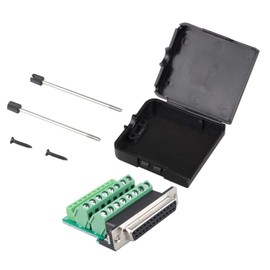 Futheda D-sub DB25 Female Breakout Board Adapter Connector 25-pin 2-Row Solderless Solder - Free Port Serial Terminal Block Adapter Signal Module with Long Bolts Nuts (Female Adapter with Case)