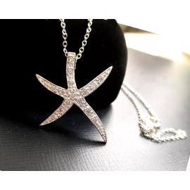 Ulinai Boutique Starfish Charm Silver necklace, 925 stamped beautiful elegant with a Pouch