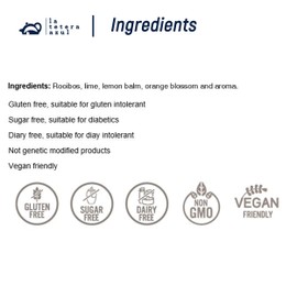 LA TETERA AZUL Premium Rooibos Infusion with Tila, Melissa and Orange Blossom. Relaxing Infusion. Rooibos Relax. Pot with 20 Pyramids