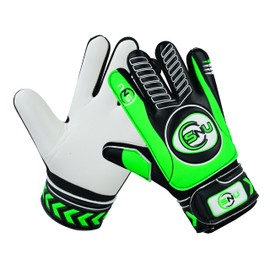 Junior Football Goalkeeper Gloves for Boys, Kids, and Youth Soccer Goalie Gloves with Super Grip Palms and Durable Protection (Green, 6)