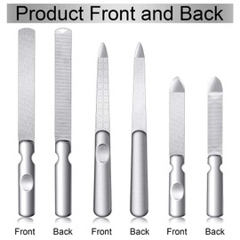 3 Pcs Stainless Steel Nail Files Kit with Leather Case, Double Sided Metal Nail Files with Anti-Slip Handle for Women and Men, Metal File Buffer Manicure Pedicure Tools for Fingernail Toenail(Brown)