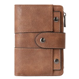 CLUCI Small Wallet for Women Leather Slim Womens Wallet Bifold Multi Card Holder Organizer Designer with Removable ID Window, 0 Two-toned Brown, Small, Minimalist