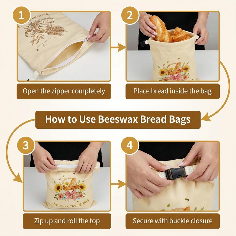 YOJO 2 Pack Reusable Beeswax Bread Bags for Sourdough, 17x13"