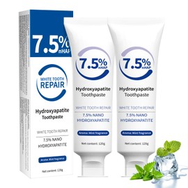 2 PCS Pasta de Dientes con Hidroxiapatita, 7.5% Pasta Dental Hidroxiapatita, Pasta de Dientes Sin Flúor para Dientes Sensibles, Pasta de Dientes que Protege el Esmalte Aliento Fresco