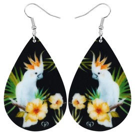 SHIGIE Acrylic Cute Macaw Parrots Earrings Teardrop Shape Dangle Tropical Animals Jewelry For Women Birds Lovers Gifts Charms (Multicolor)
