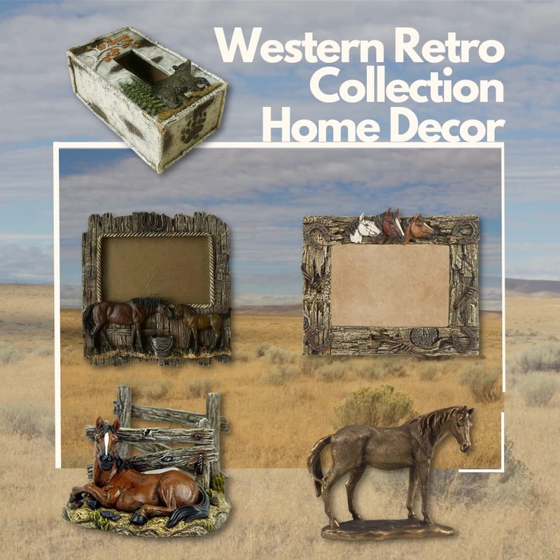 Comfy Hour 7.48" x 7.75" Double Horse Figurine Photo Frame,