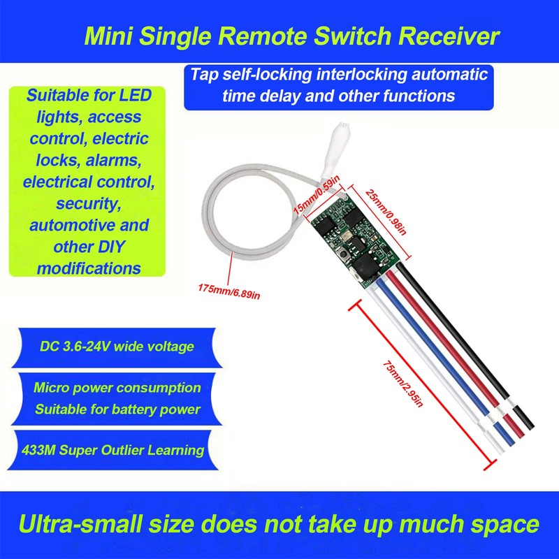 433MHz Universal Wireless RF Remote Control Switch DC 6V 12V
