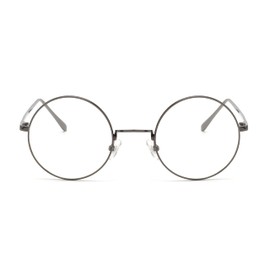 [nanala] Nanara Round Classic Round Round UV Protection Color Sunglasses Date Glasses TY3519/TY3524 with Case for Men & Women, Gunmetal/Clear (TY3524)