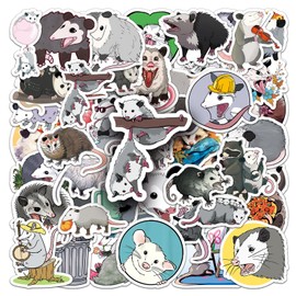 50 Pcs Possum Stickers for Helmet,Water Bottle,Computer,Car,Laptop,Skateboard,Phone,Luggage, Scrapbook,Bike,Waterproof Vinyl Animal Sticker,Children Boys Adults Gift,Cute Cartoon Graffiti Decals