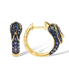 Santuzza 925 Sterling Silver Gemstone Peacock Earrings Blue Spinel Bird Dangle Earrings for Women