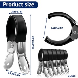 Pack of 6 Towel Clips, Clothes Pegs, Large for Beach Loungers and Outdoors, Sturdy Metal Clips for Towels and Thick Clothes, Black