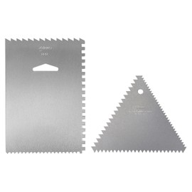 Ateco 1446 - 3 Sided Decorating Comb and 1447- 4 Sided Decorating Comb & Icing Smoother, 2 Pc Set,Silver
