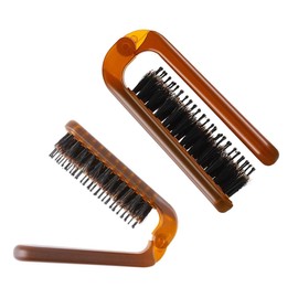 Outanaya 2Pcs Portable Folding Boar Bristle Travel Comb Set Convenient Hair Comb for Straightening and Curling for Hotel and Travel Use