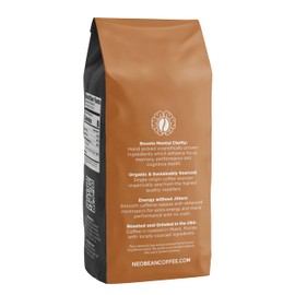 Neobean Black Label Cerebro Blend 12 oz Bag - Freshly Roasted Specialty Coffee with 8 Adaptogen Mushrooms & MCT Oil - Mushroom Coffee
