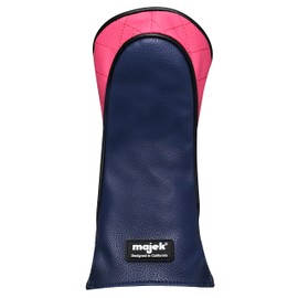 Majek Golf Clubs Premium Protective Navy Blue Pink White and Black Head Covers #3 + #5 Fairway Metal Woods Set Fits for Most Brands