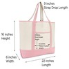 DALIX Women's Cotton Canvas Tote Bag Large Shoulder Bags Pink