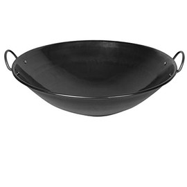 Thunder Group IRWC002 Wok, 21-1/2" Dia., Curved Rim, 2 Round Riveted Handles, Iron Construction