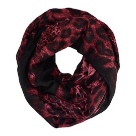 Leopard Animal Print Wide Infinity Scarf (Burgundy)