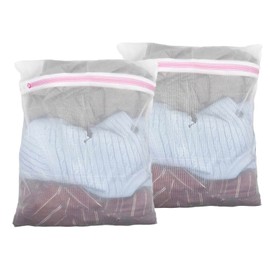 Net Laundry Bags 50 x 60 cm, Mesh Laundry Bags With Hidden Zipper, Washing Machine for Delicates, Bra, Socks, Baby Clothes, Durable Washing Machine bag, Reusable Delicate Laundry Bag (2 Pcs)