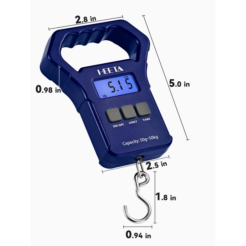 HEETA Fish Scale, 110lb/50kg Digital Portable Hanging Fishing Weight Scale