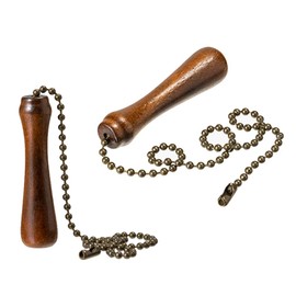 lasenersm 2Pcs 12" Wooden Ceiling Fan Pull Chain Ceiling Fan Beaded Ball Pull Chain with Wooden Pendant Wooden Decorative Pendant Extension Chains for Ceiling Lighting Ceiling Fan, Walnut-Color