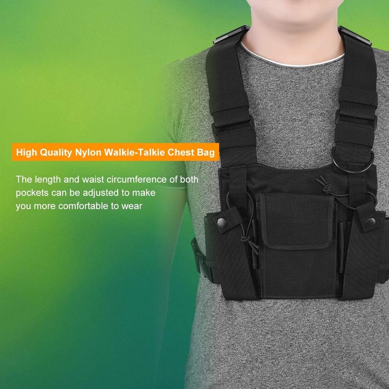 Jadeshay Walkie Talkie Chest Bag, Radio Chest Strap, Adjustable Nylon