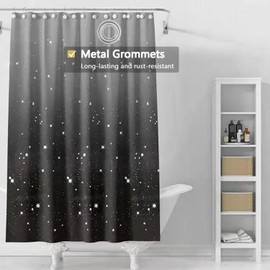 TIKABC Black Shower Curtain Liner, 4G PEVA Shower Liner, Plastic Peva Waterproof Shower Curtains, 72x72 inch with Grommet Holes 3 Magnetic Weights
