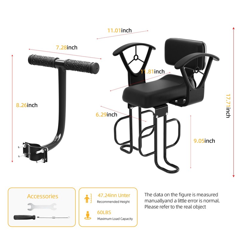 Rear Child Bike Seat for Family Rides – Adjustable Backrest,