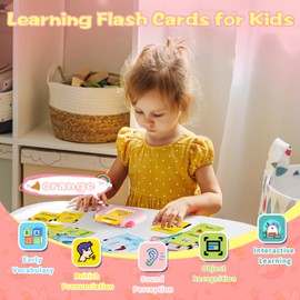 Talking Flash Cards, 420 Words Early Educational Toy, Preschool Learning Machine with British English for 2 3 4 5 6 Year Old kids, Montessori Toys for Toddlers, Interactive Gift for Boys Girls (Pink)