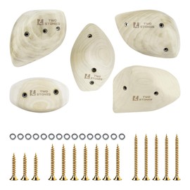 TWO STONES Wooden Rock Climbing Holds for Adults | Wood Rock Wall Climbing Holds for Gyms | Variety Screw On Climbing Hand Holds Set with Mounting Hardware