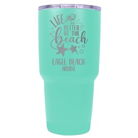 R and R Imports Eagle Beach Aruba Souvenir Laser Engraved 24 Oz Insulated Stainless Steel Tumbler Seafoam.