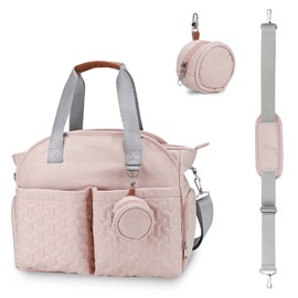Breast Pump Bag - Baby Diaper Tote Bag with Laptop Sleeve and Insulation Pocket, Fit Most Breast Pumps Like Medela, Spectra S1,S2 (Pink)