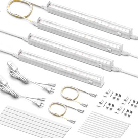 MistyJungle Grow Lights for Indoor Plants, 5000K White Full Spectrum LED Growing Lamp, 1FT T5 Plant Light Strip for Seed Starting and Vegetables, Light Strips with Switch Cord, Plug and Play, 4 Pack