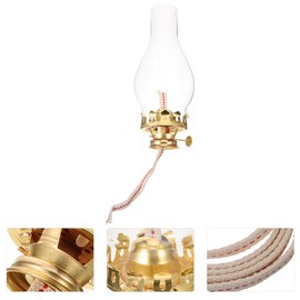 Oil Lamp Burner Replacement with Glass Kerosene Lamp Parts Brass Plated Burner Oil Lamp Chimney Holder Reduction Collar Cotton Lamp Wick for Vintage Oil Lamps