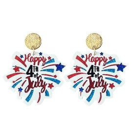 Creative Firework Dangle Earrings Shiny Acrylic 4th of July Red White Blue Earrings Independence Day Patriotic Earrings-C