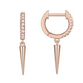 PAVOI 14K Rose Gold Plated S925 Sterling Silver Post Drop/Dangle Huggie Earrings for Women | Dainty Awl Earrings