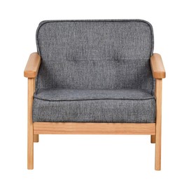 Kid Chair Sofa,Upholstered Armrest Chair with Solid Wood Structure and Linen Fabric for Kids Gift ( Dark Grey, Light Grey) ( Dark Grey)