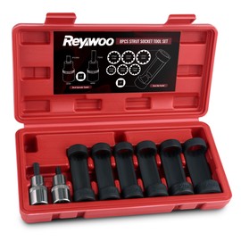 Reywoo Strut Nut Socket Set, 8Pcs Suspension Strut Spreader Tool 16mm 18mm 19mm 21mm 22mm 24mm with 12 Point 1/2" Drive, Shock Absorber Socket for Easy Remove Strut Nuts